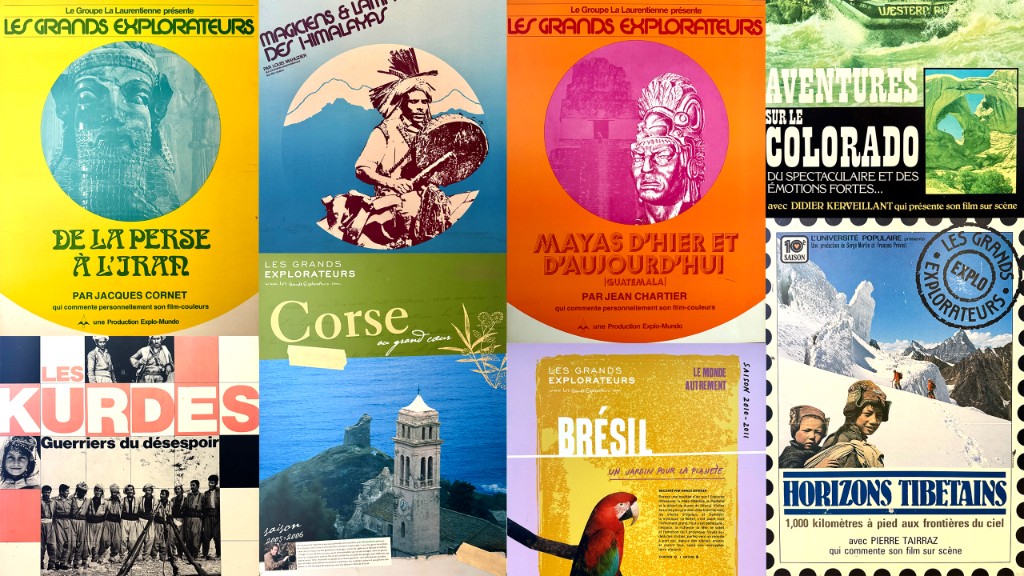 Mosaïque d'affiches des ciné-conférences des Grands Explorateurs